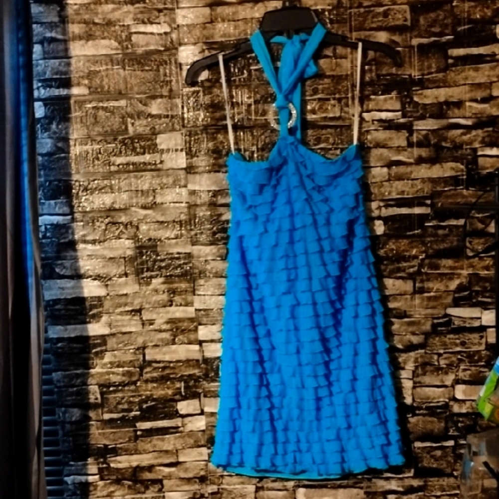 New Ruby Vibrant Blue Halter Dress